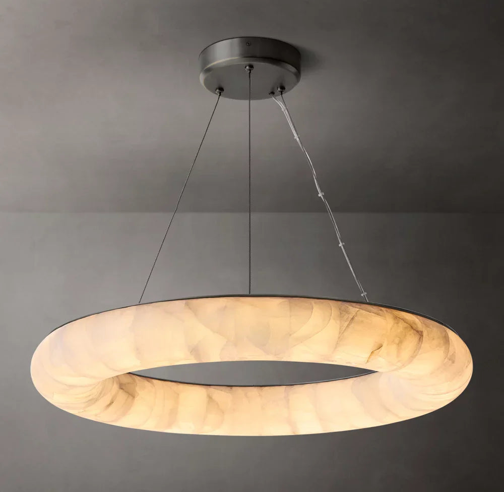 Rivage Lisse Round Calcite Chandelier - Tianguang Alabaster Lighting