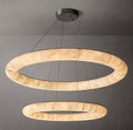 Rivage Lisse Two-Tiered Round Calcite Chandelier 61" - Tianguang Alabaster Lighting
