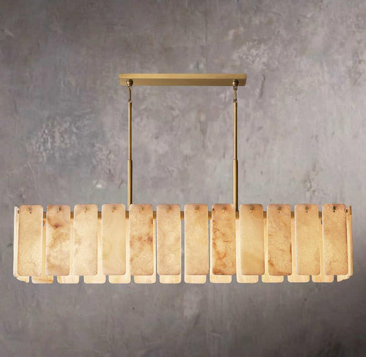 Calametta Onyx Linear Rectangular Chandelier 74" - Tianguang Alabaster Lighting