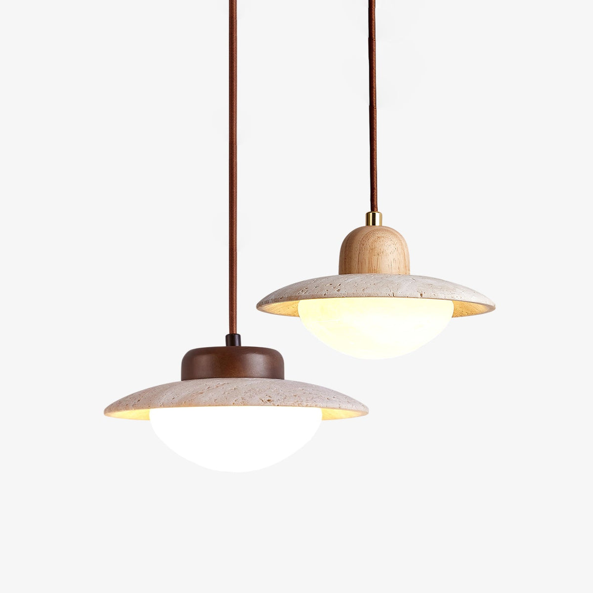 Duet Travertine Pendant Lamp - Tianguang Alabaster Lighting