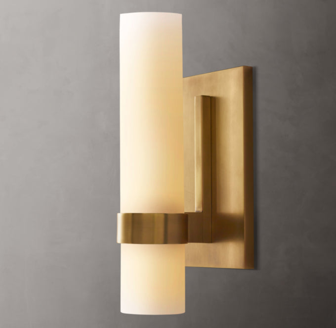 Ravelle Milk Glass Wall Light, Bathroom Wall Sconce, detail 12