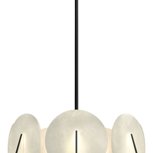 Callisto 28.1" Wide 7-Light Ink Pendant With Alabaster Shade Chandelier - Tianguang Alabaster Lighting