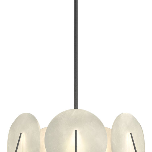 Callisto 28.1" Wide 7-Light Natural Iron Pendant With Alabaster Shade Chandelier - Tianguang Alabaster Lighting
