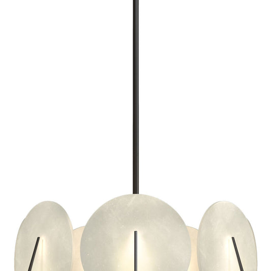 Callisto 28.1" Wide 7-Light Oil Rubbed Bronze Pendant With Alabaster S Chandelier - Tianguang Alabaster Lighting