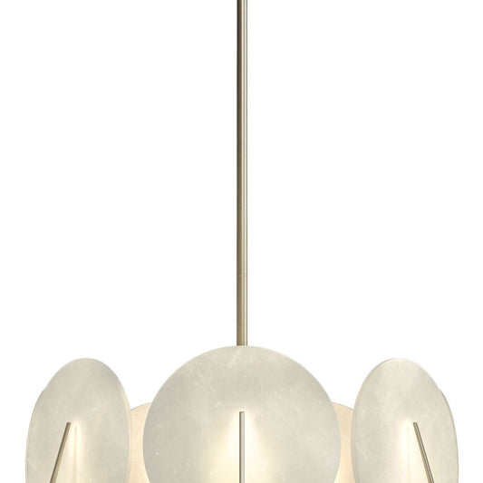 Callisto 28.1" Wide 7-Light Soft Gold Pendant With Alabaster Shade Chandelier - Tianguang Alabaster Lighting
