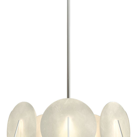 Callisto 28.1" Wide 7-Light Sterling Pendant With Alabaster Shade Chandelier - Tianguang Alabaster Lighting
