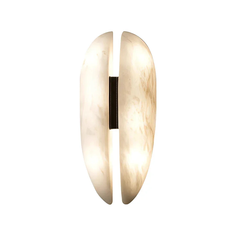 Capsule Alabaster Veil Leather Wall Light - Tianguang Alabaster Lighting