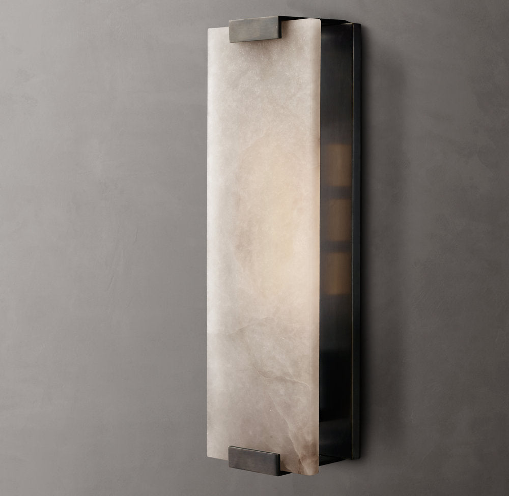 Hand-Carved Alabaster Grand Wall Light, Bathroom Wall Sconce, detail 12
