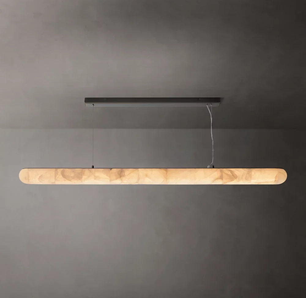 Rivage Lisse Linear Calcite Chandelier 80" - Tianguang Alabaster Lighting
