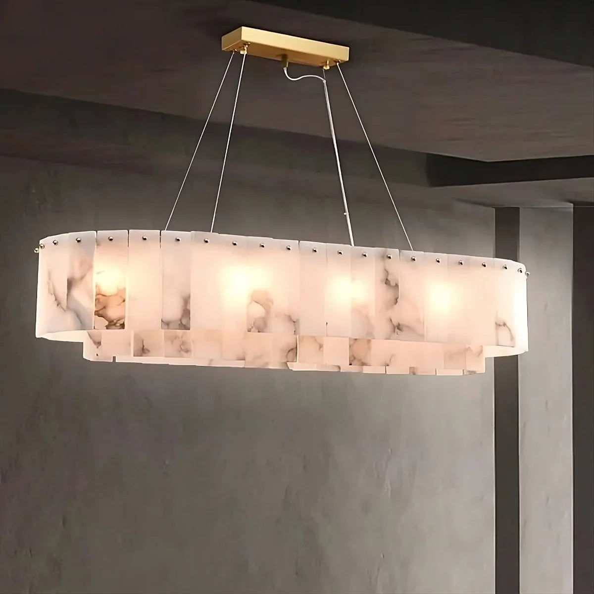 Moonshade Natural Marble Dining Room Chandelier - Tianguang Alabaster Lighting