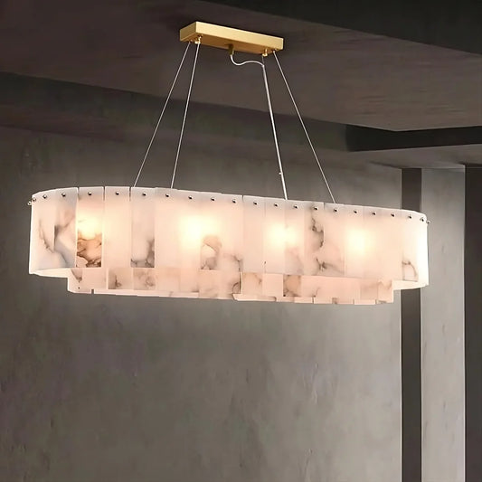Moonshade Natural Marble Dining Room Chandelier - Tianguang Alabaster Lighting