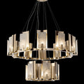 Contemporary Brass And White Carrara Marble Tiered Chandelier - Tianguang Alabaster Lighting