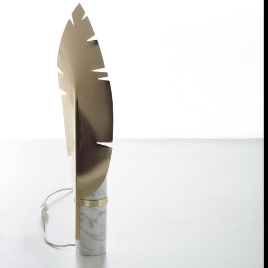 Contemporary Carrara Marble And Italian Leaf Table Lamp - Tianguang Alabaster Lighting