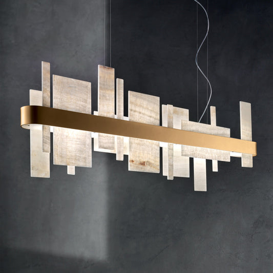 Contemporary Italian Natural Onyx Chandelier - Tianguang Alabaster Lighting