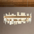 Contemporary Italian Natural Onyx Square Chandelier - Tianguang Alabaster Lighting