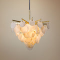 Serenity 34" Wide Gold Leaf LED Alabaster Chandelier - Tianguang Alabaster Lighting