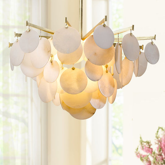 Serenity 40" Wide Gold Leaf LED Natural Stone Chandelier - Tianguang Alabaster Lighting