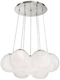 Cosmic 27" Wide Brushed Nickel LED Multi Light Pendant Marble Chandelier - Tianguang Alabaster Lighting