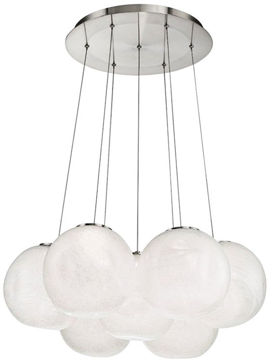 Cosmic 27" Wide Brushed Nickel LED Multi Light Pendant Marble Chandelier - Tianguang Alabaster Lighting
