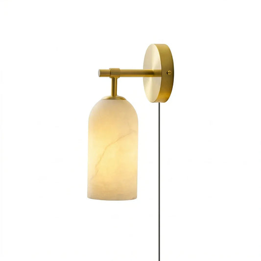 Cylindrical Alabaster Plug-in Wall Sconce - Tianguang Alabaster Lighting