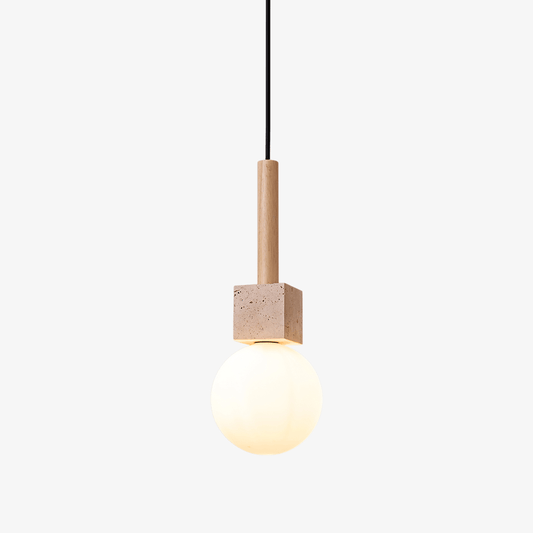 Travertine Cube Globe Pendant Light - Tianguang Alabaster Lighting