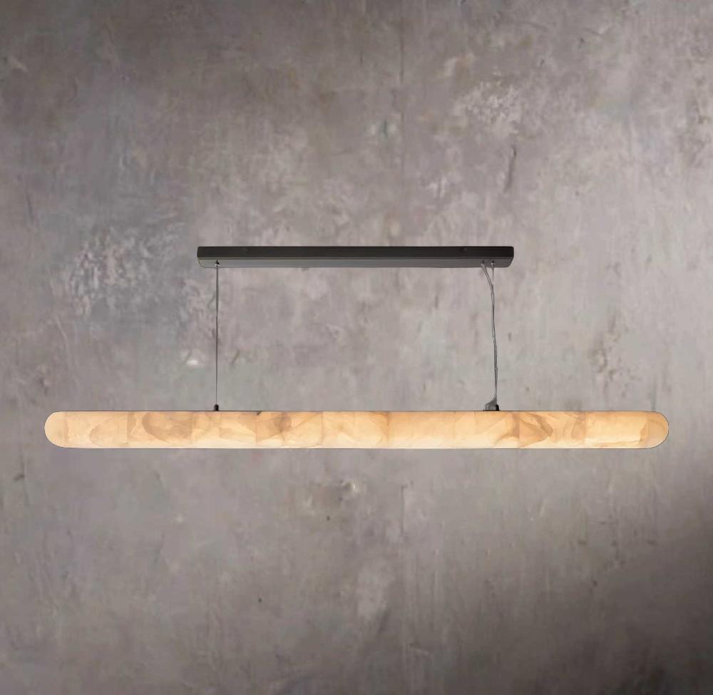 Rivages Smooth Linear Calcite Chandelier 80" - Tianguang Alabaster Lighting