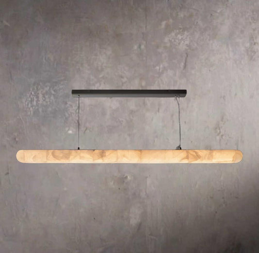Rivages Smooth Linear Calcite Chandelier 80" - Tianguang Alabaster Lighting