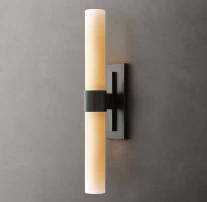 Ravelle Milk Glass Linear Wall Light, Bathroom Wall Sconce, detail 10
