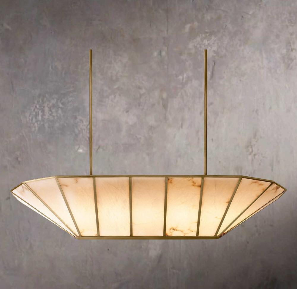 Lucetta Linear 74" Alabaster Chandelier - Tianguang Alabaster Lighting