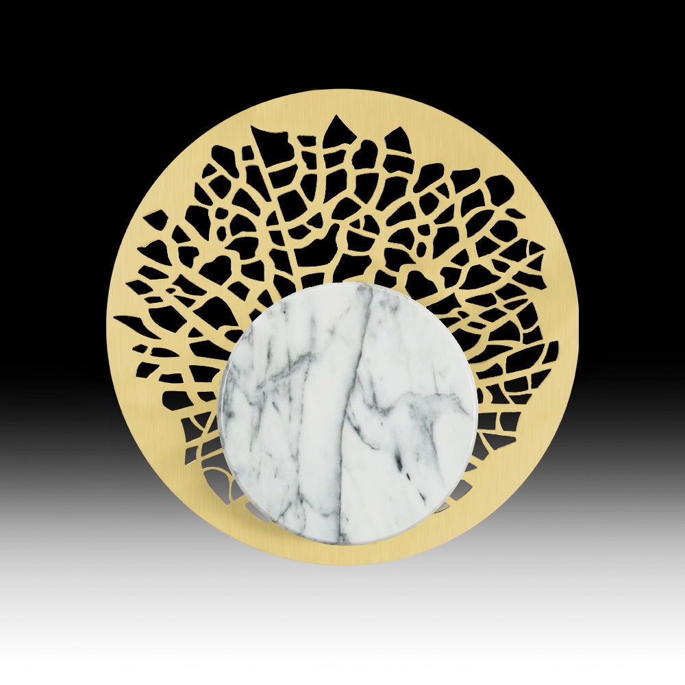 Designer Circular Brass And White Marble Wall Light - Tianguang Alabaster Lighting