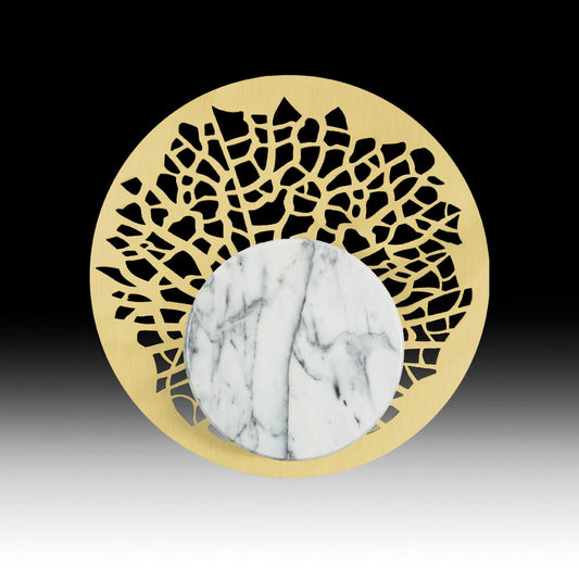 Designer Circular Brass And White Marble Wall Light - Tianguang Alabaster Lighting