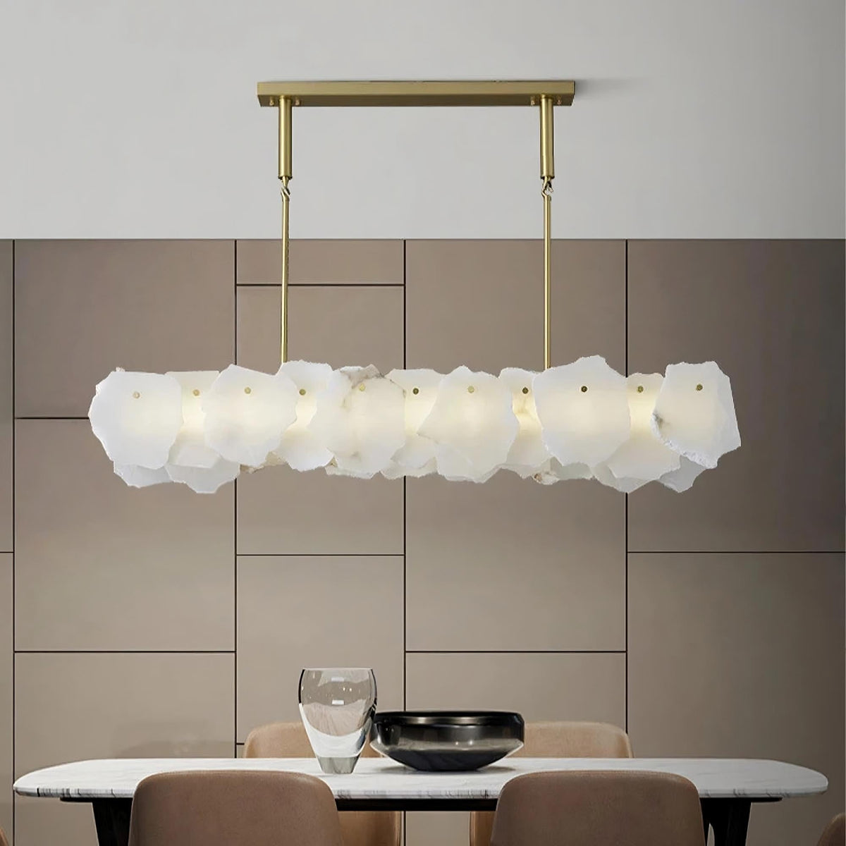Natural Marble Dining Room Chandelier - Tianguang Alabaster Lighting