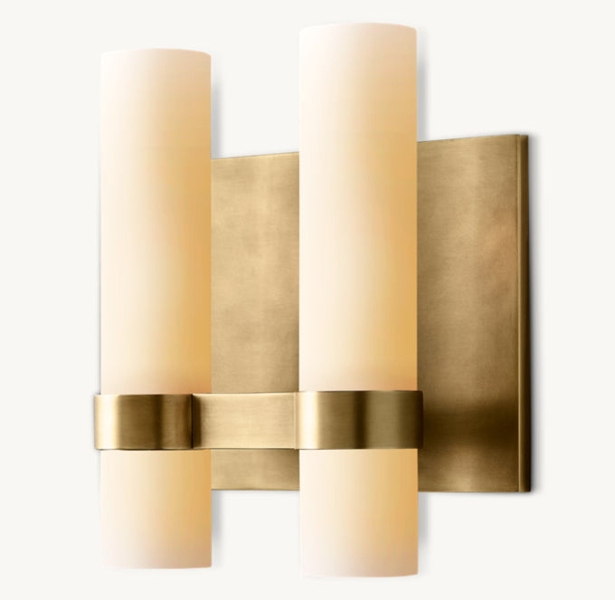 Ravelle Milk Glass Double Wall Light, Bathroom Wall Sconce, detail 12