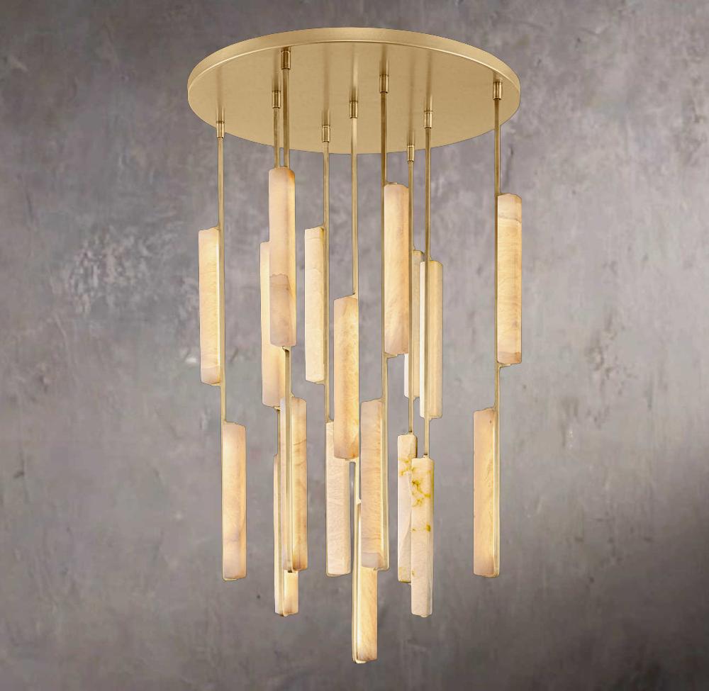 Audubon Alabaster Circular Ceiling 40" Chandelier - Tianguang Alabaster Lighting