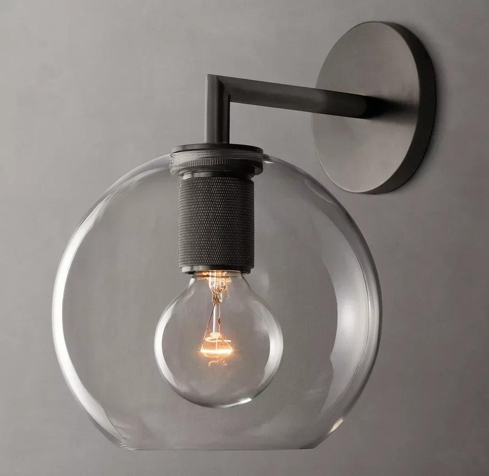 Utilitaire Globe Shade Wall Light, Bathroom Wall Sconce, detail 9