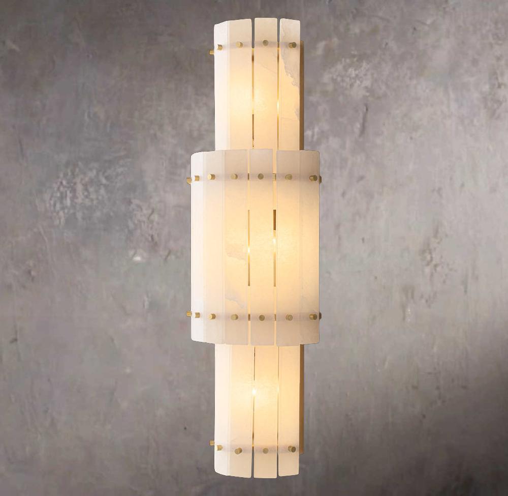 St. Marco Ivory Alabaster Grand Round Wall Sconce - Tianguang Alabaster Lighting