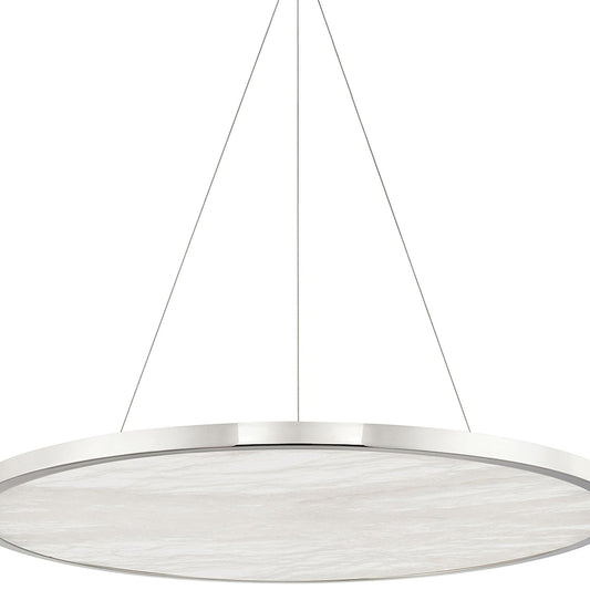 Eastport 36" Wide Polished Nickel LED Alabaster Pendant Light - Tianguang Alabaster Lighting