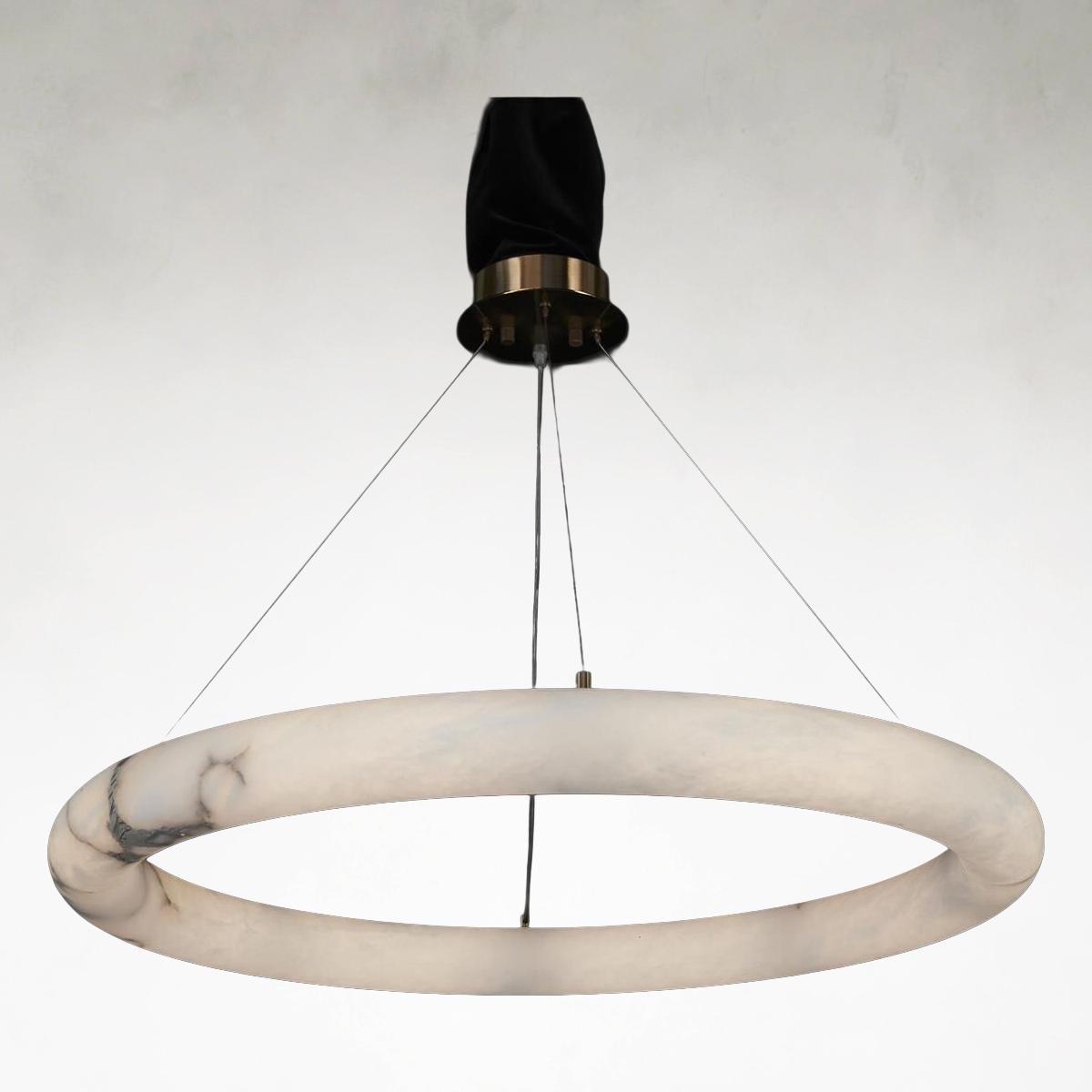 Alabaster Aureole 36 inch Pendant Ceiling Lamp, Large Chandelier - Tianguang Alabaster Lighting