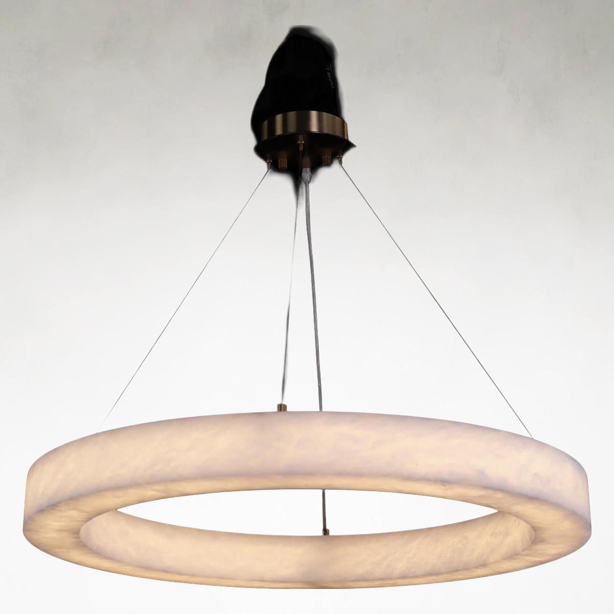 Alabaster Aureole 31.25 inch Pendant Ceiling Lamp, Medium Chandelier - Tianguang Alabaster Lighting