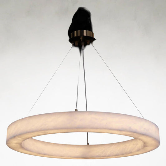 Alabaster Aureole 31.25 inch Pendant Ceiling Lamp, Medium Chandelier - Tianguang Alabaster Lighting