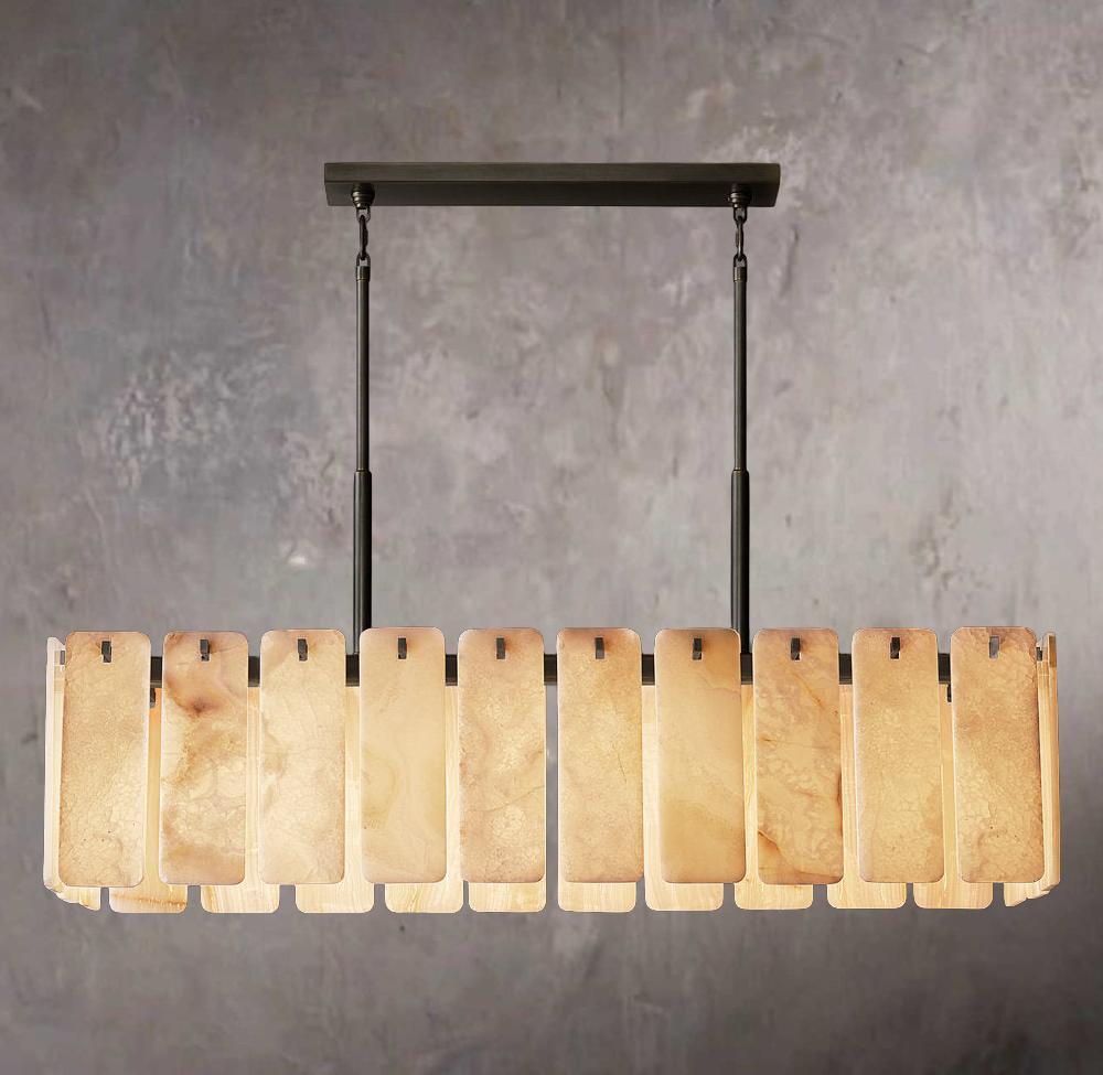 Calametta Black Onyx Rectangular Chandelier 60" - Tianguang Alabaster Lighting