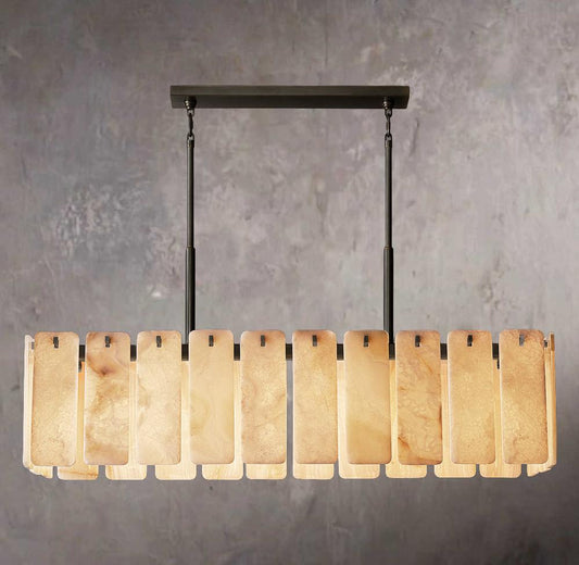 Calametta Black Onyx Rectangular Chandelier 60" - Tianguang Alabaster Lighting