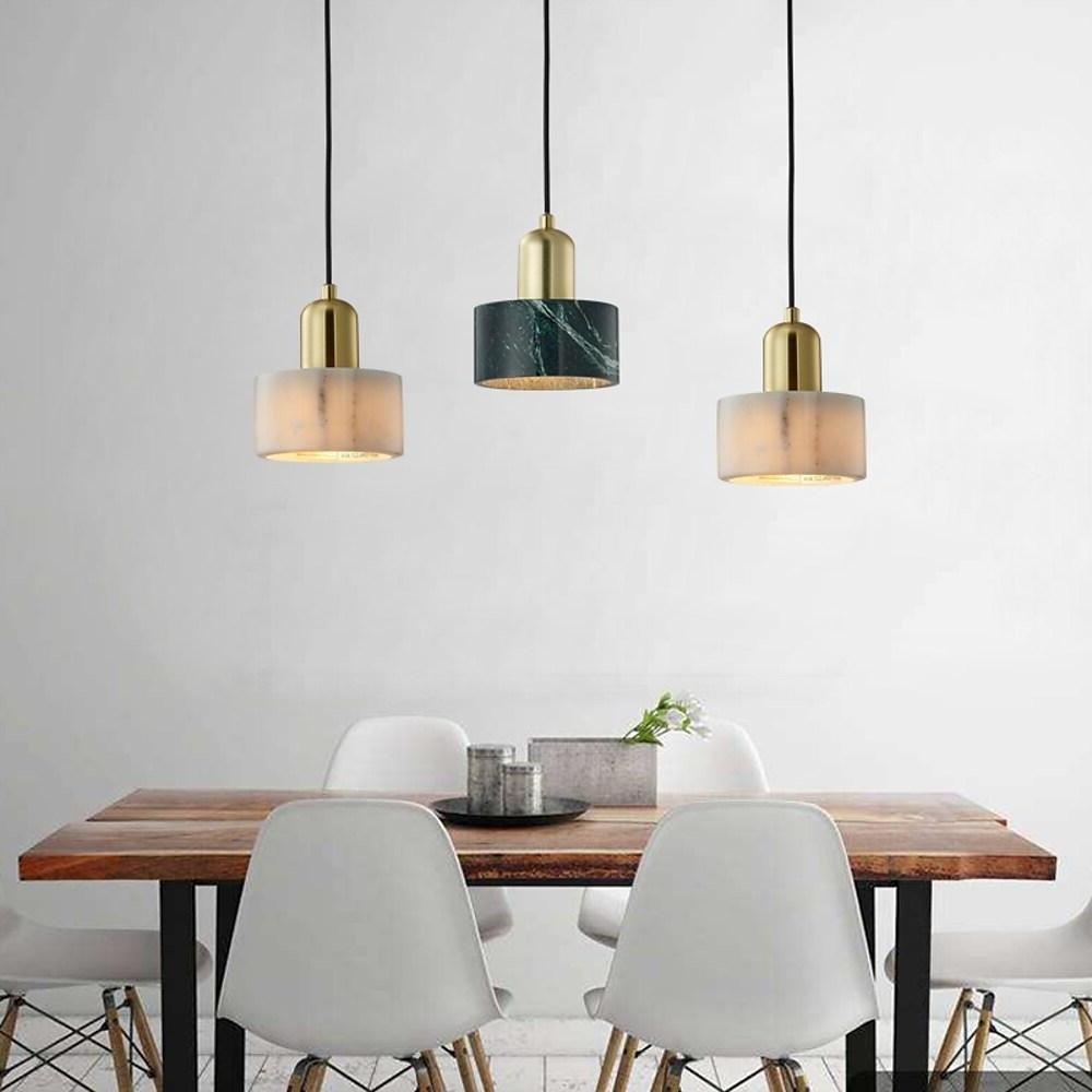 Circular Electroplated Metal LED Vintage Kitchen Marble Pendant Lighting - Tianguang Alabaster Lighting