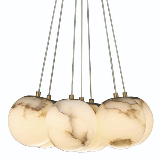 Kepler 18" Wide 3000K LED Multi Pendant with Alabaster Shades - Tianguang Alabaster Lighting