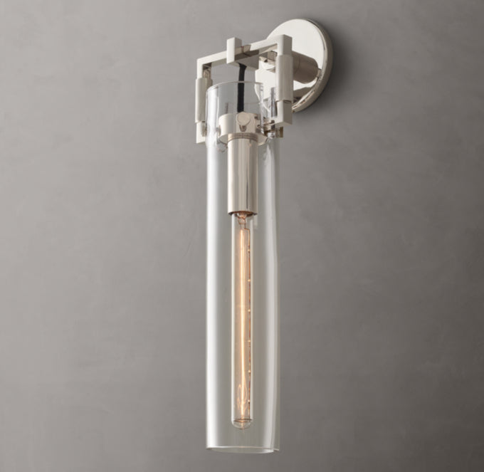 Machinist Glass Cylinder Wall Light 16", Bathroom Wall Sconce, detail 15