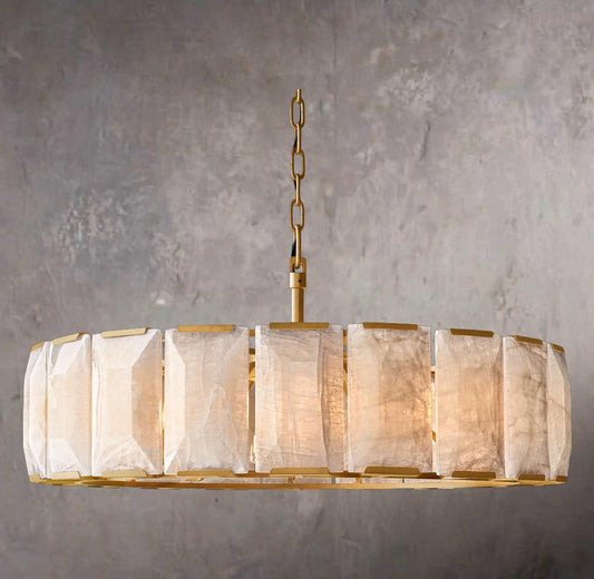 Harlow Calcited Circular Chandelier 43" - Tianguang Alabaster Lighting