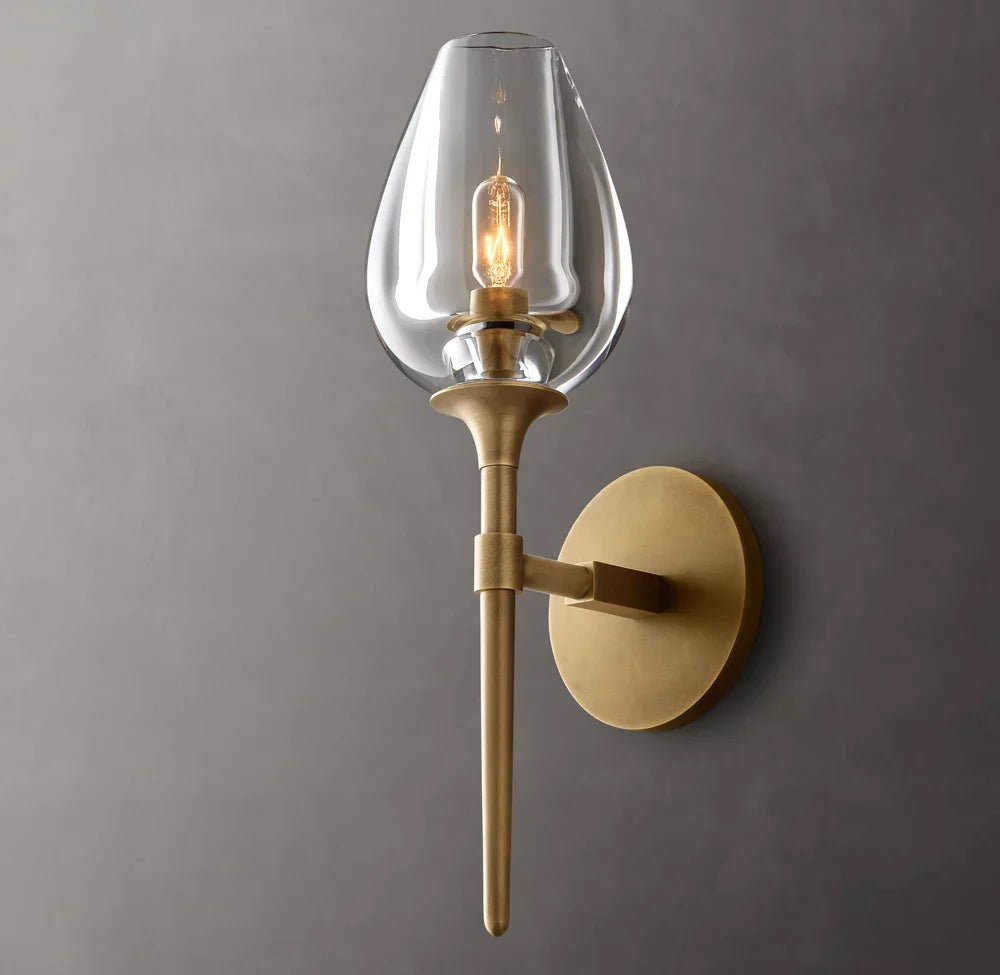 Tulip Single Wall Light, Bathroom Wall Sconce, 5"W x 7"D x 16"H