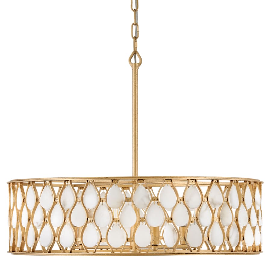 Estie 6 Light 28" Wide Drum Alabaster Chandelier - Tianguang Alabaster Lighting