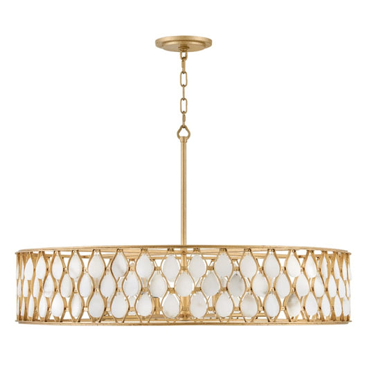 Estie 8 Light 38" Wide Drum Alabaster Chandelier - Tianguang Alabaster Lighting