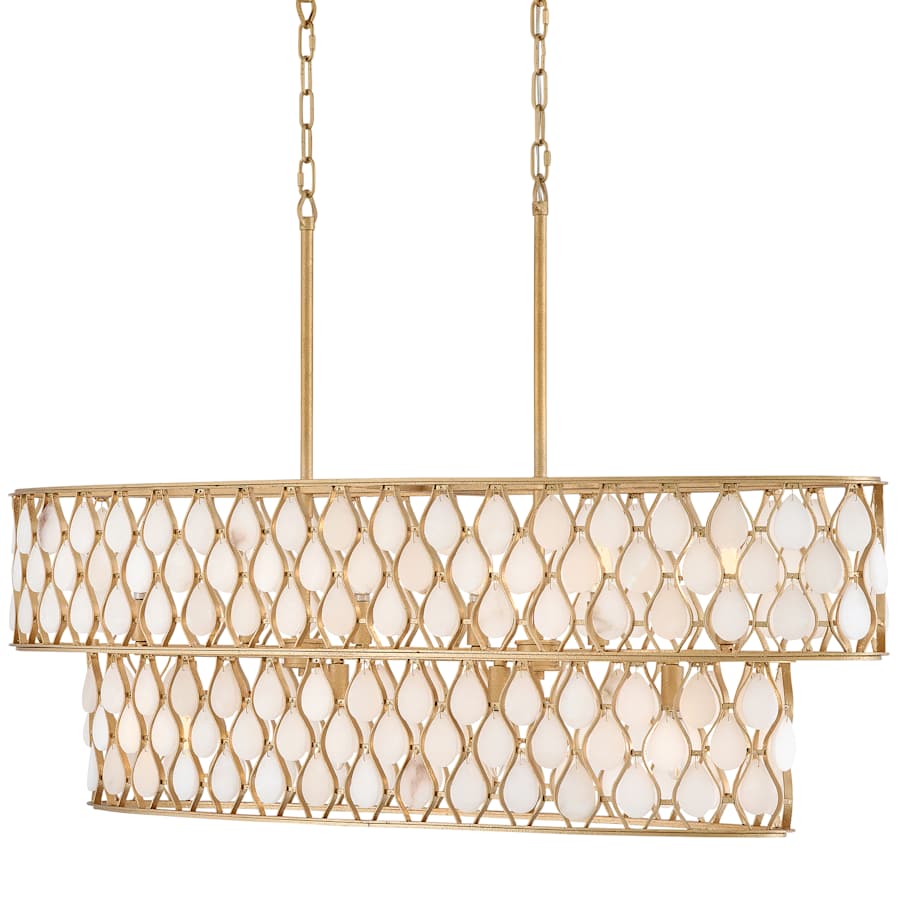 Estie 10 Light 48" Wide Linear Alabaster Chandelier - Tianguang Alabaster Lighting